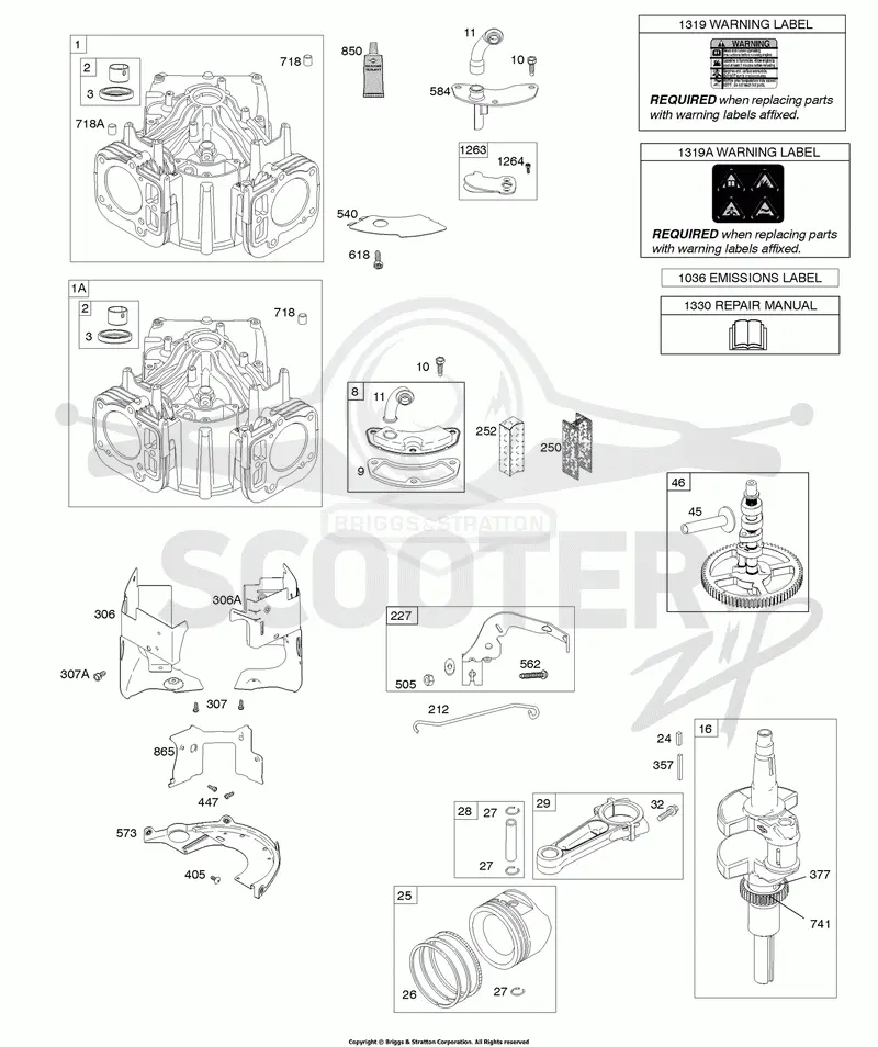 Cylinder, Crankshaft, Camshaft, Air Guides