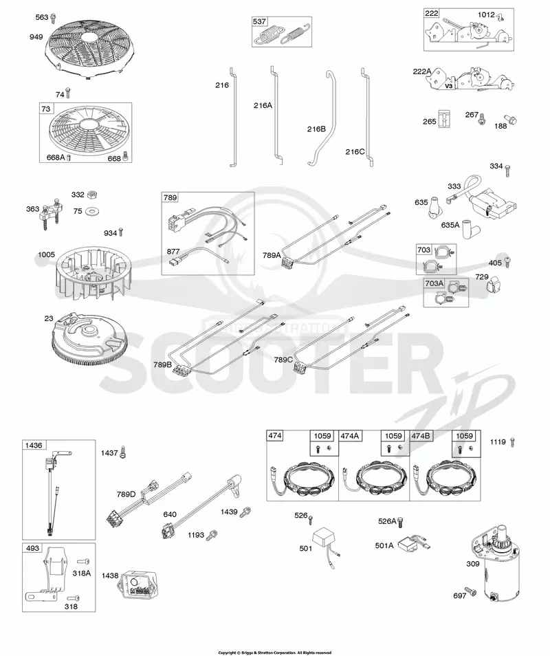 Flywheel, Alternator, Starter, Wire Harness