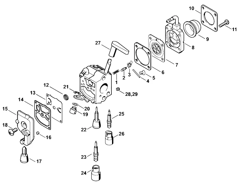 4. Карбюратор C1Q-S225A, S218, -S196, -S197, -S105, -S111, -S115C, -S116B