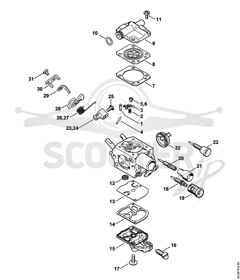 16. Карбюратор C1Q-S250, C1Q-S248, C1Q-S214, C1Q-S188