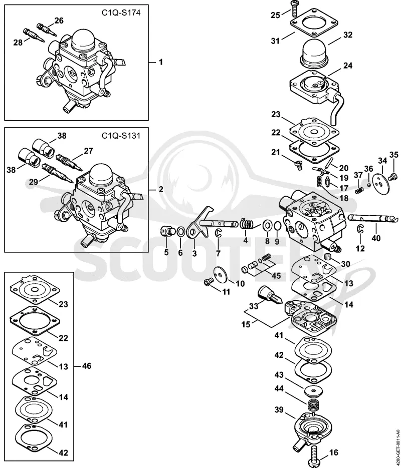 07. Карбюратор C1Q-S174, C1Q-S131