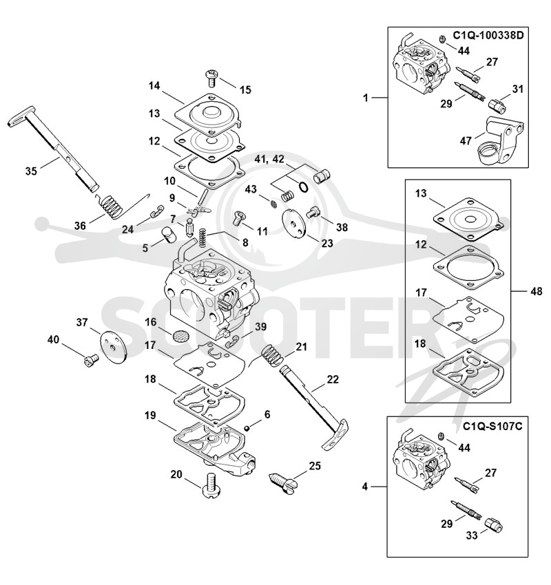 Карбюратор C1Q­S91, -S92, -S107, C1Q-100338