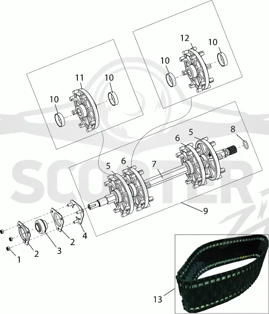 Вал ведущий S10200090 и гусеница