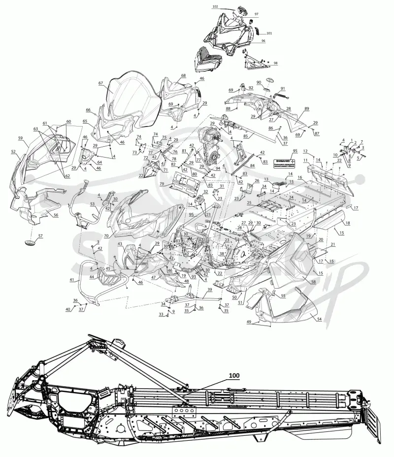 Корпус S10100200 для снегохода Вектор 551i (инжекторный)