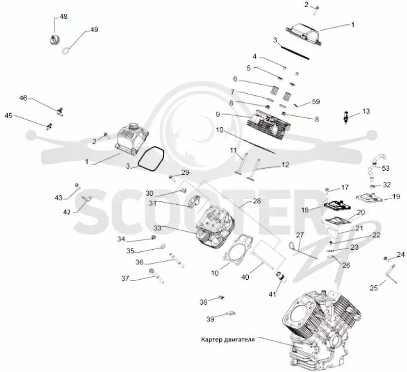 Головка цилиндра  двигателя Kohler ЕCH 749-3041,