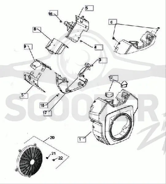 Корпус вентилятора двигателя Kohler ЕCH 749-3041