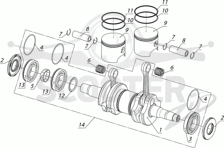 Вал коленчатый С40500790, поршни