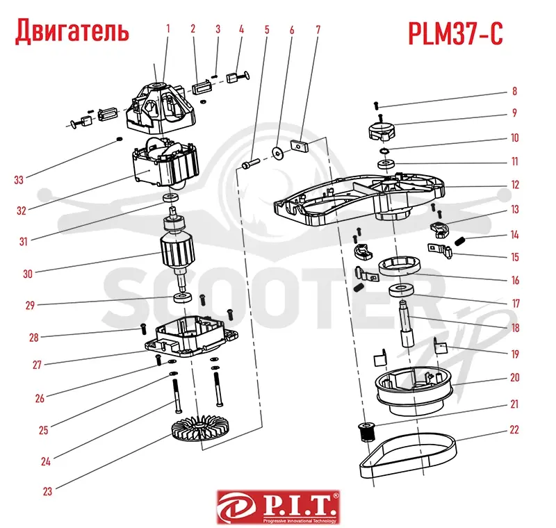 Двигатель Электрической Газонокосилки P.I.T PLM37-C