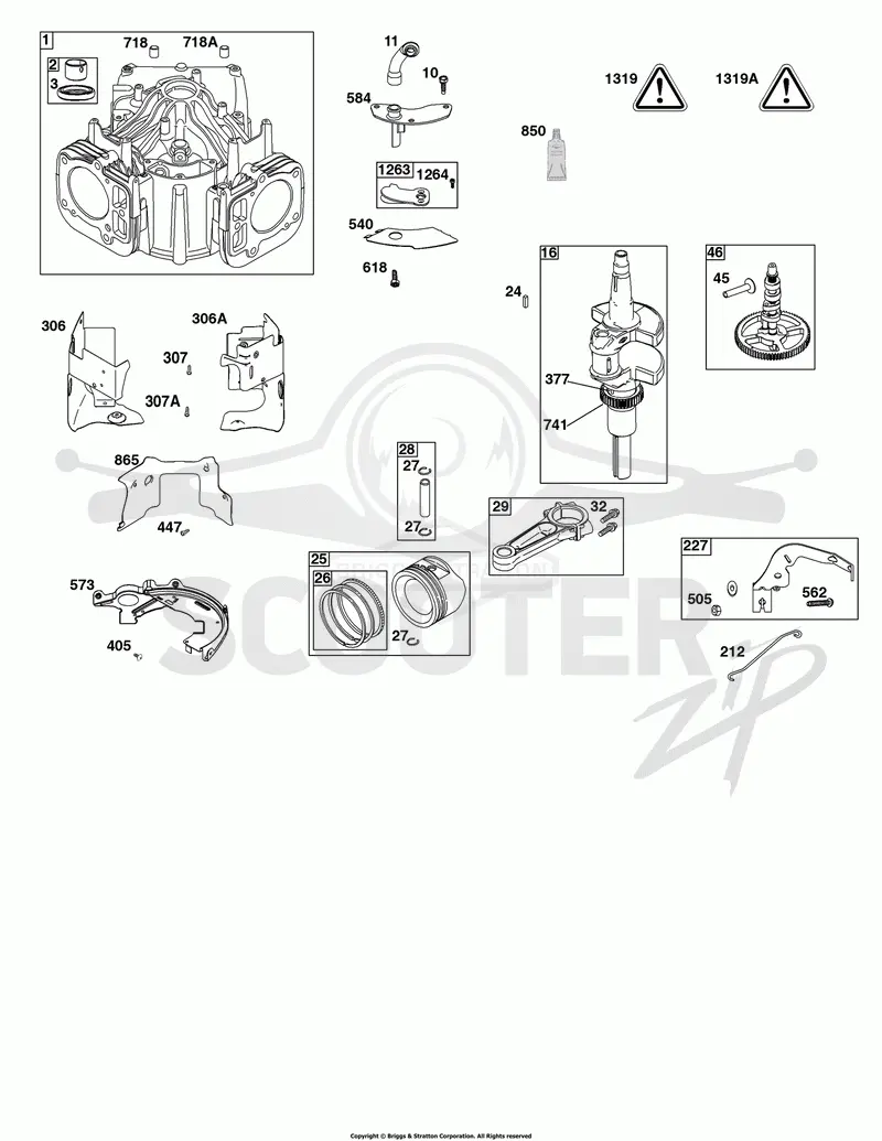 Cylinder, Crankshaft, Camshaft, Air Guides