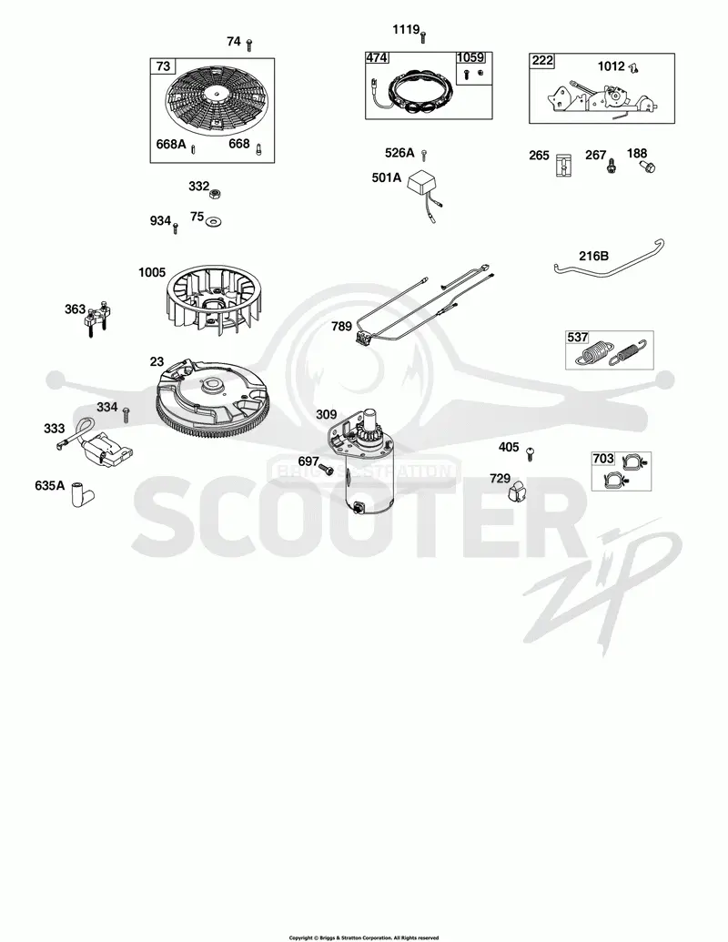Flywheel, Alternator, Starter, Wire Harness