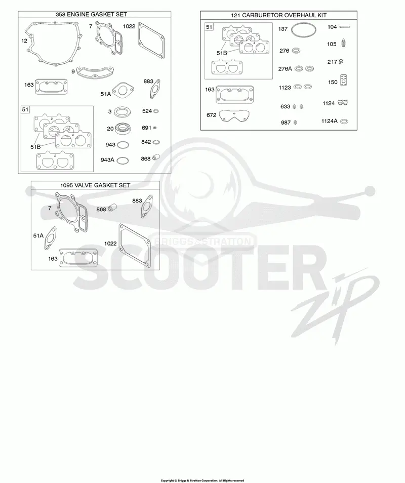 Engine/Valve Gasket Set, Carburetor Overhaul Kit