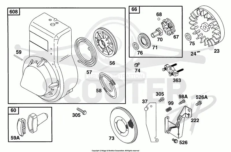 Blower Hsg, Rewind, Flywheel
