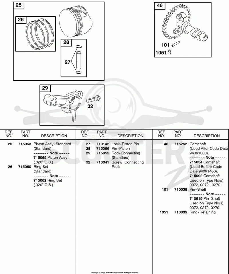 Camshaft, Piston and Rod Group
