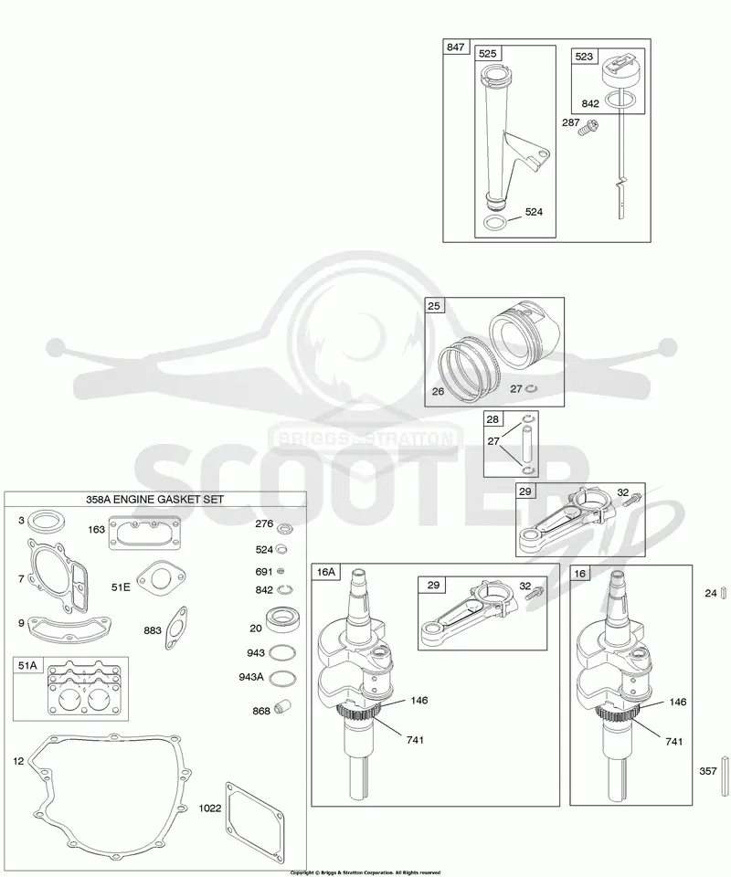 Crankshaft, Gasket Set-Engine, Lubrication, Piston, Rings, Connecting Rod