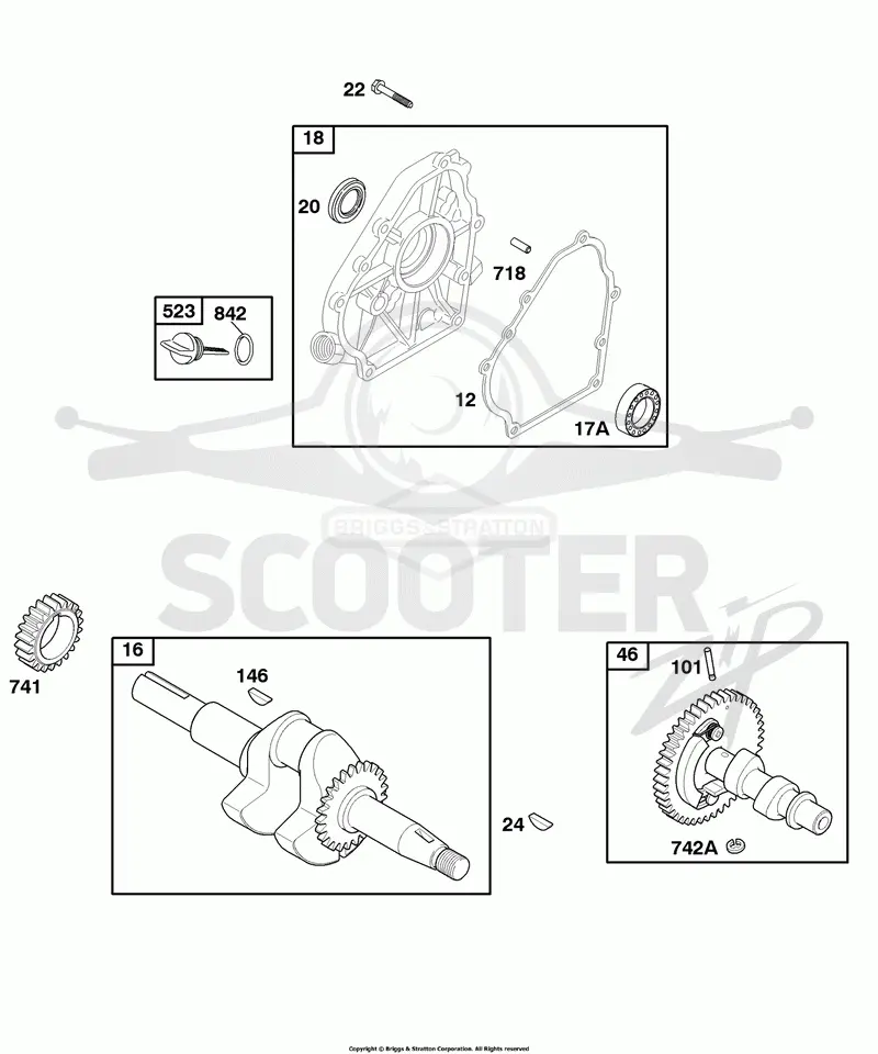 Camshaft, Crankcase Cover, Crankshaft