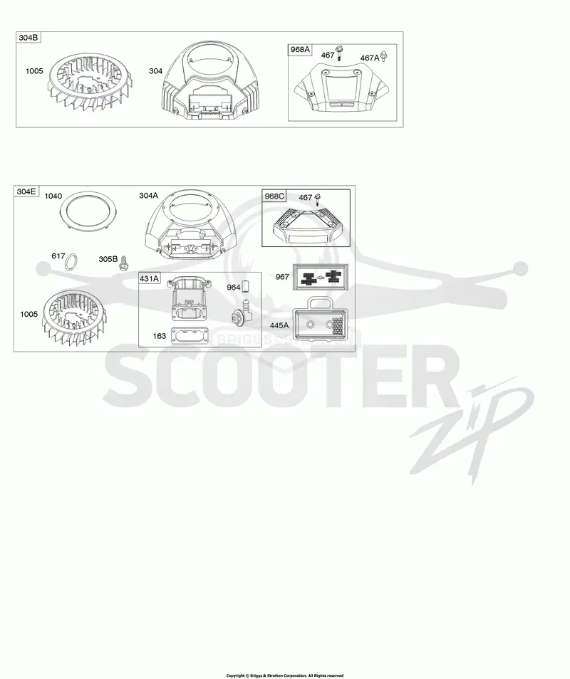 Blower Housing, Air Cleaner, Gasket Set - Valve