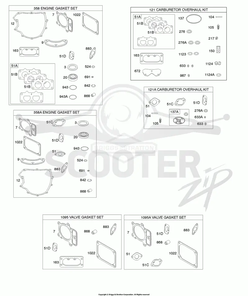 Engine/Valve Gasket Set, Carburetor Overhaul Kit