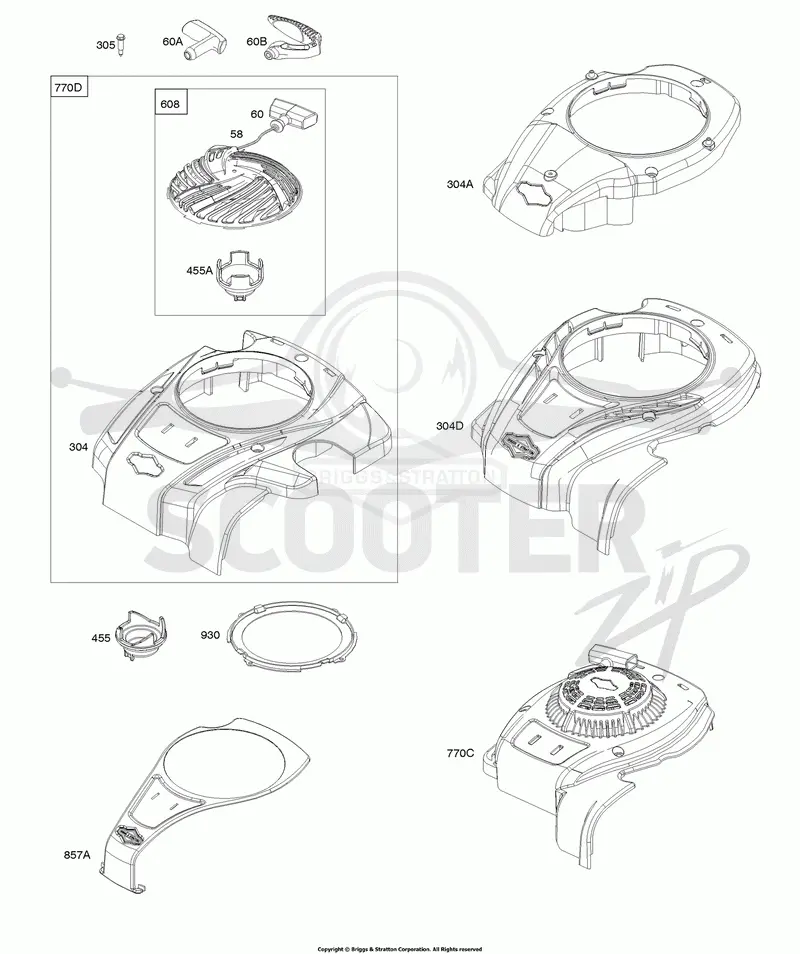 Blower Housing, Rewind Starter