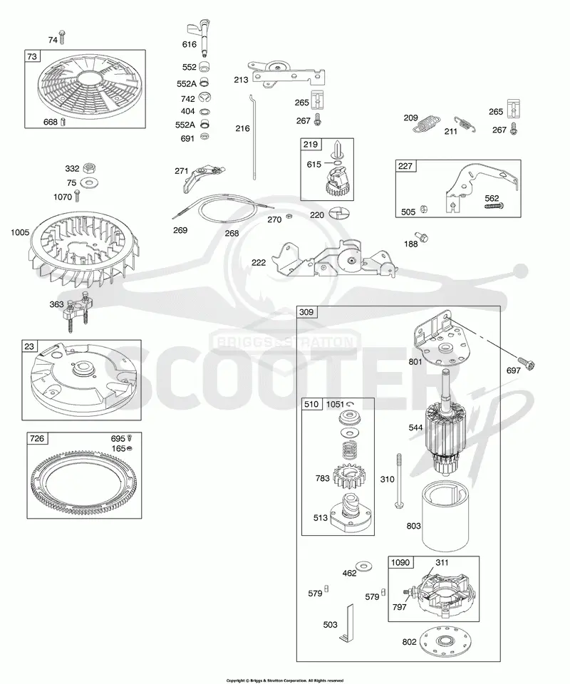 Controls, Electric Starter, Flywheel