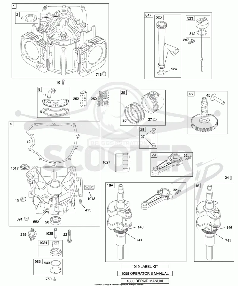 Crankcase Cover/Sump, Crankshaft, Cylinder, Oil, Pistons