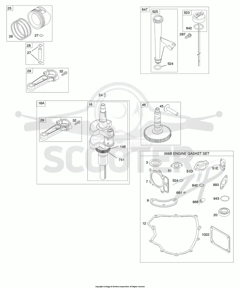 Camshaft, Crankshaft, Gasket Set-Engine, Lubrication, Pistons, Rings, Connecting Rod
