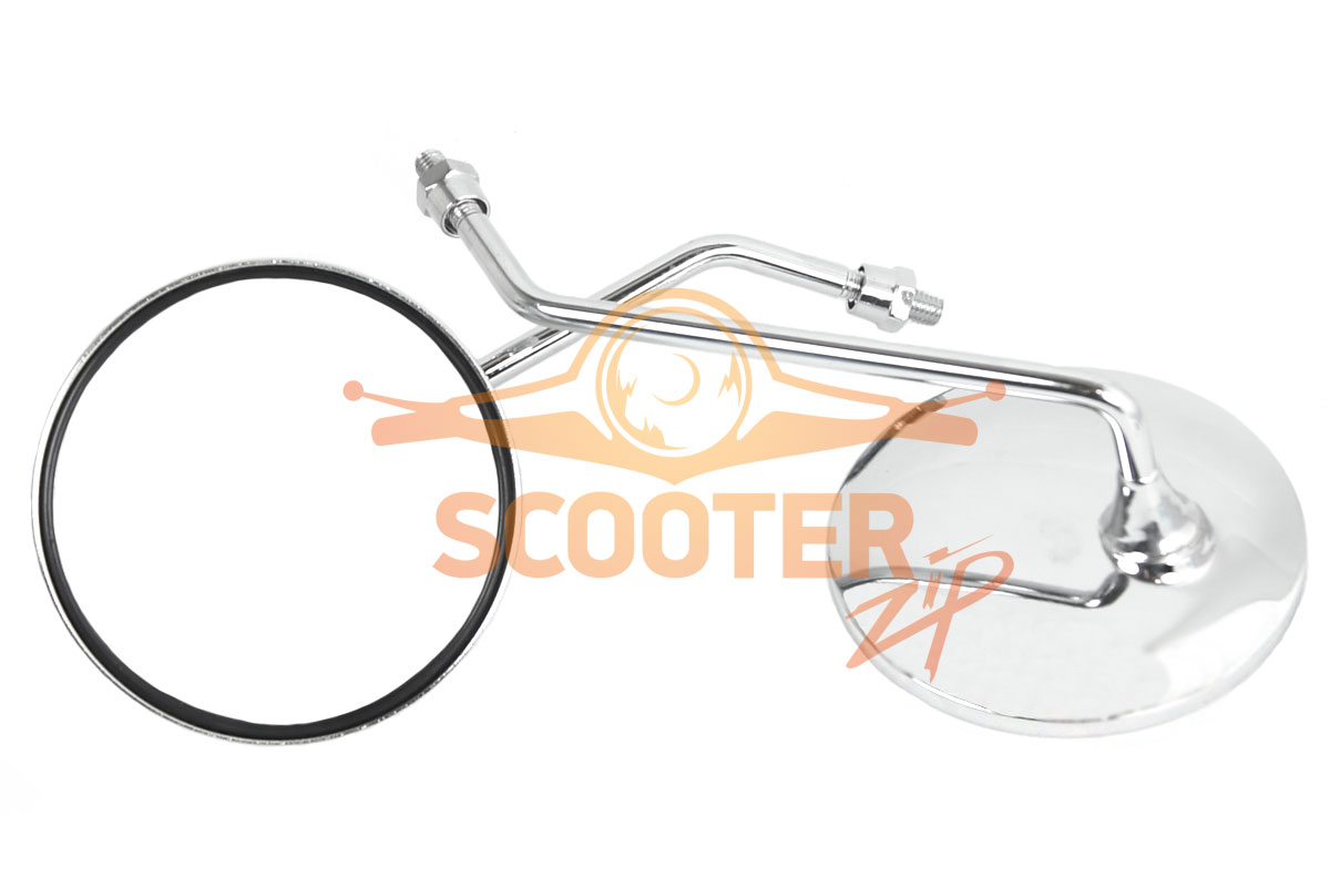 Зеркала для скутера Honda/Suzuki хром круглые комплект (резьба М8 правая), 573-3132