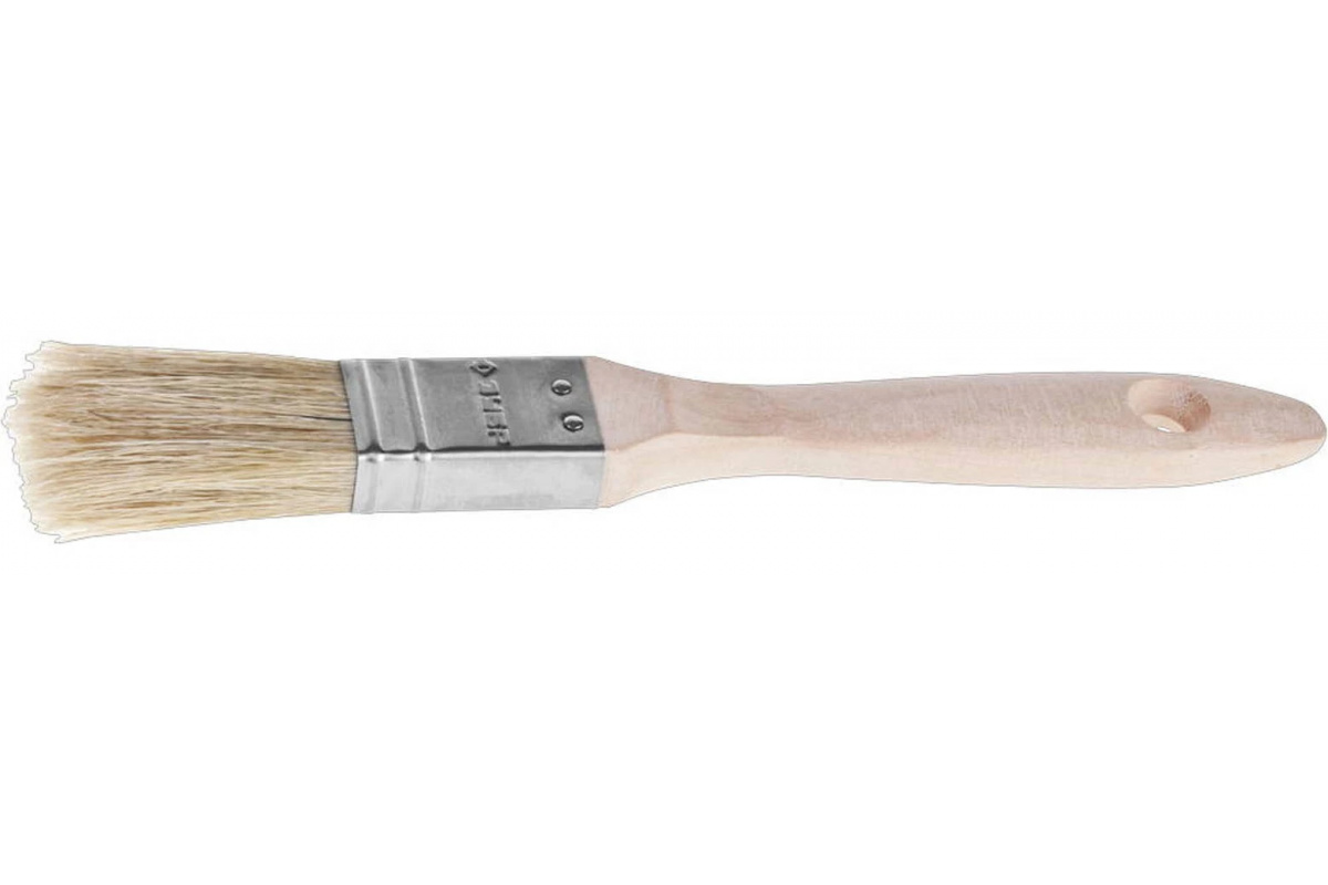 Кисть плоская УНИВЕРСАЛ, Эксперт, щетина натуральная светлая, ручка деревянная, 1, 25 мм, ЗУБР, 987-00009
