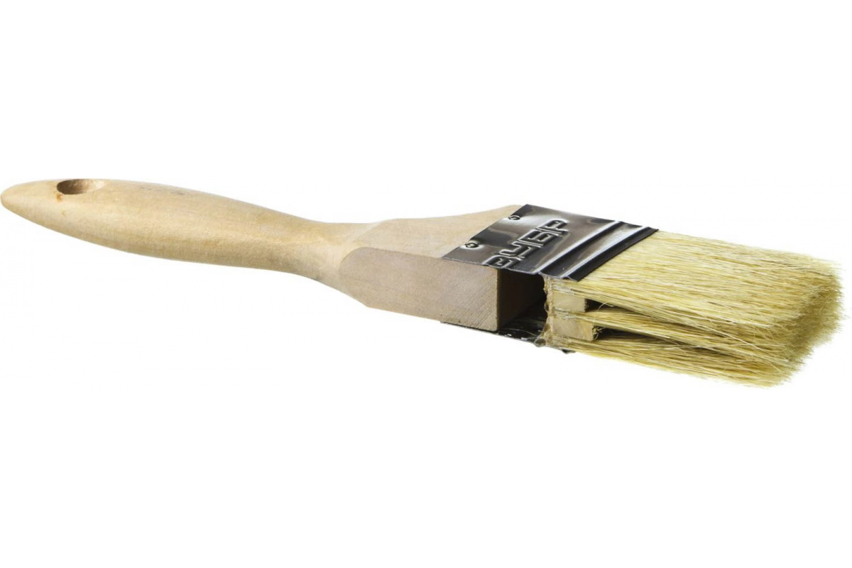 Кисть плоская УНИВЕРСАЛ, Эксперт, щетина натуральная светлая, ручка деревянная, 3, 75 мм, ЗУБР, 987-00013