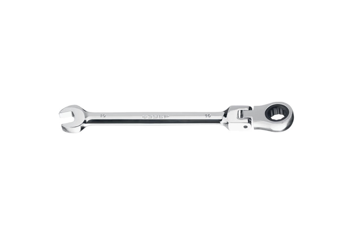 Комбинированный гаечный ключ 10 мм, трещоточный шарнирный ЗУБР, 987-04540
