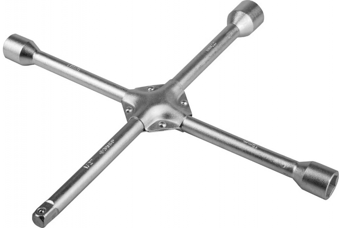 Ключ-крест баллонный 17-19-22 мм, 1/2", пруток Ø15 мм, оцинкованный усиленный, ЗУБР, 987-04849