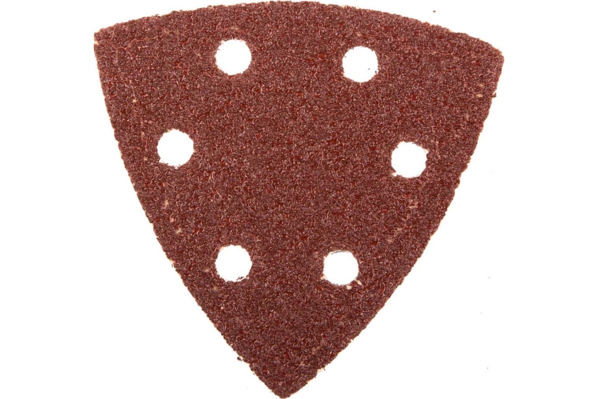 Треугольник шлифовальный универсальный на велкрооснове, 6 отверстий, Р40, 93 х 93 х 93 мм, 5 шт, ЗУБР, 987-11216