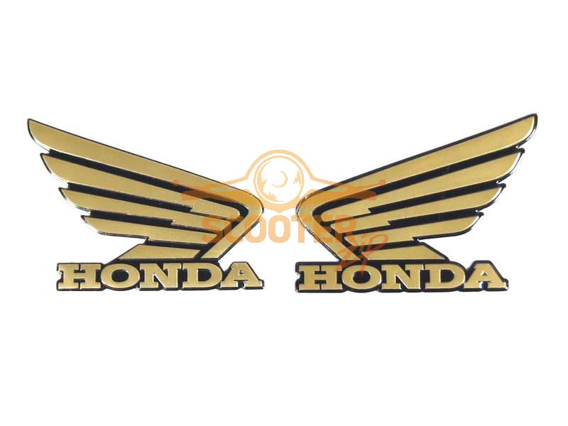 Наклейки (пара) (10х11) эмблемы Honda gold (метал), 4620761960007