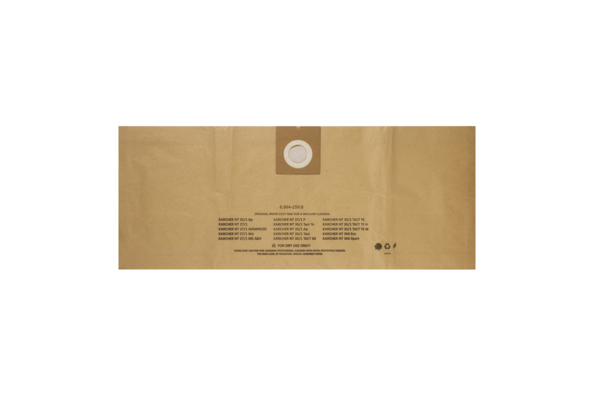 Фильтр-мешки бумажные 200 шт для пылесоса KARCHER NT 27/1Me (1.428-106.0), 810-0576