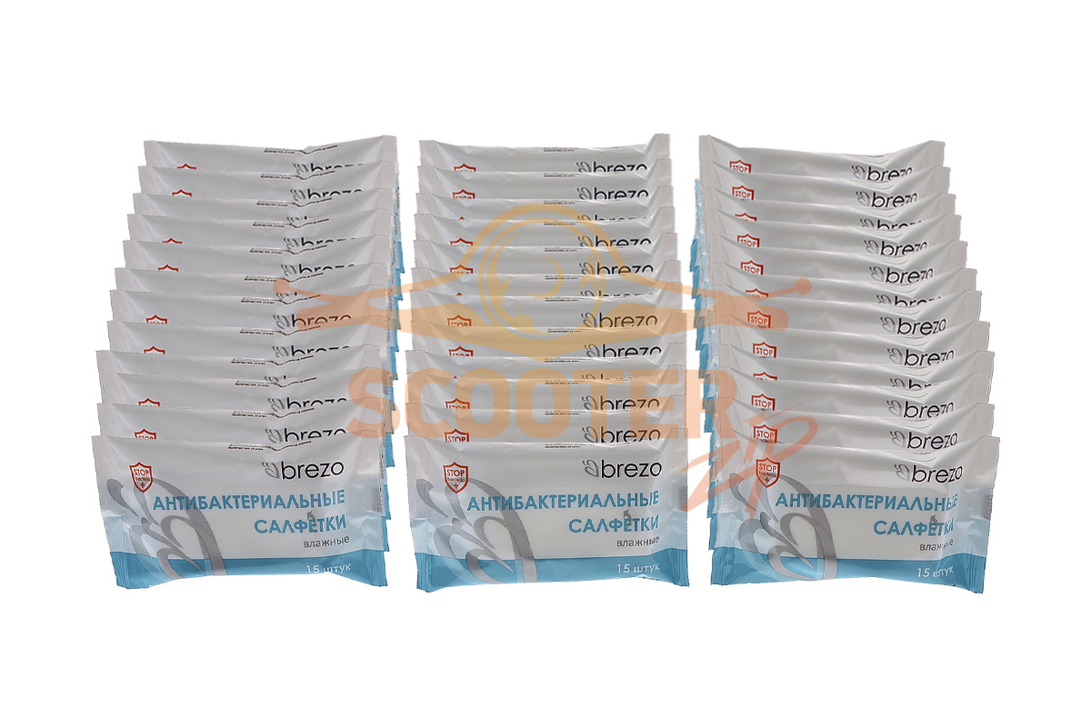 Набор антибактериальных влажных салфеток Brezo, 36 упаковок, 540 шт.