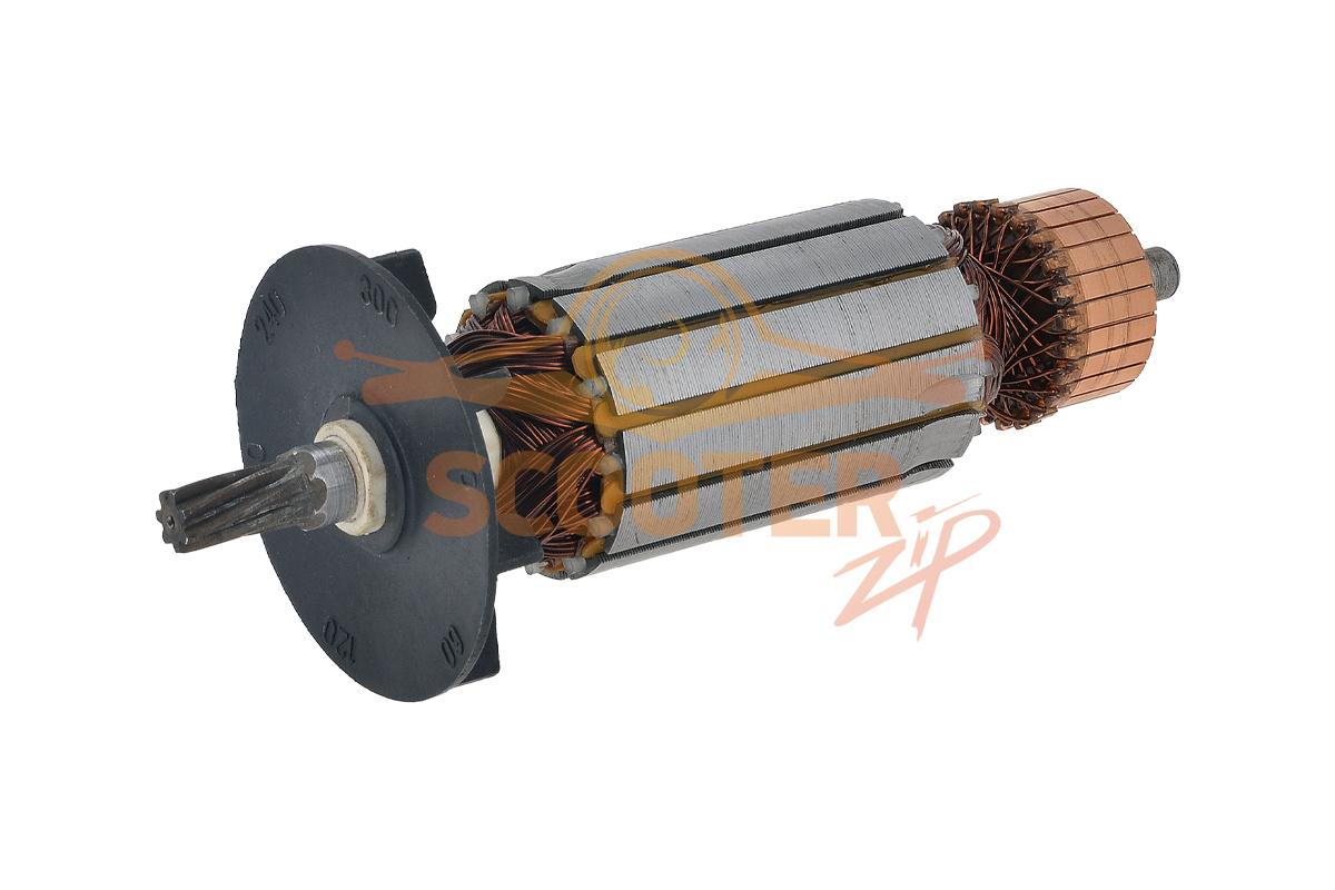 Ротор (Якорь) (L-188 мм, D-40,5 мм 7-зубов наклон вправо) для пилы дисковой Фиолент ПД3-70, ПД3-70Э, ПД3-70А, 889-1684