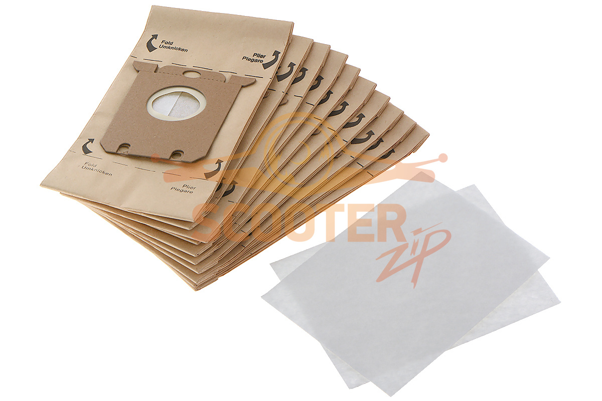 Мешки бумажные 10 шт + 2 микрофильтра для пылесоса ELECTROLUX ZV1040 VIVA CONTROL, 810-2449-1