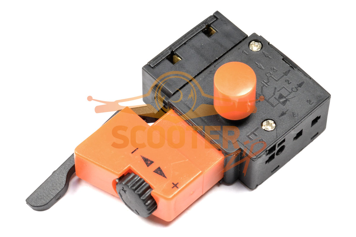 Выключатель FA2-4/1BEK, с фиксатором, реверсом и регулятором оборотов, для китайских дрелей Topex 6А, 889-0186