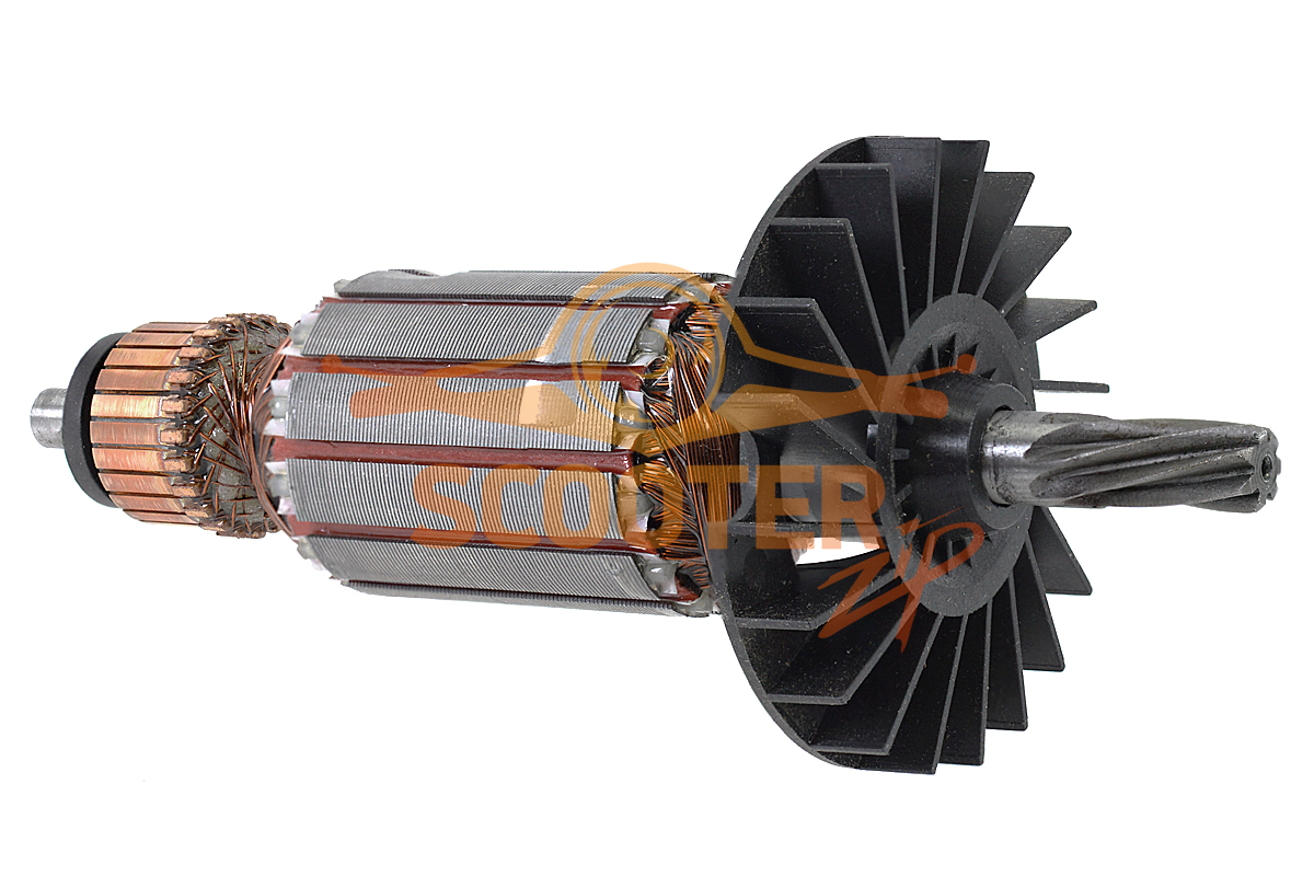 Ротор (Якорь) (L-153 мм, D-35 мм, 7 зубов, наклон влево) для перфоратора ИНТЕРСКОЛ П-26/800ЭР (s/n 68.****), 68.04.02.01.00