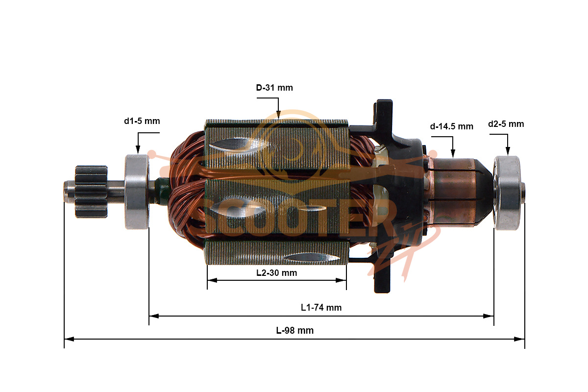 Ротор (Якорь) для шуруповерта аккумуляторного MAKITA 6317D, 619116-6