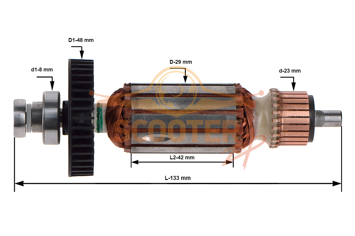 Ротор (Якорь) (L-133 мм, D-29 мм) для инструмента многофункционального BOSCH PMF 220 CE (Тип 3603A02040), 1604010B5G