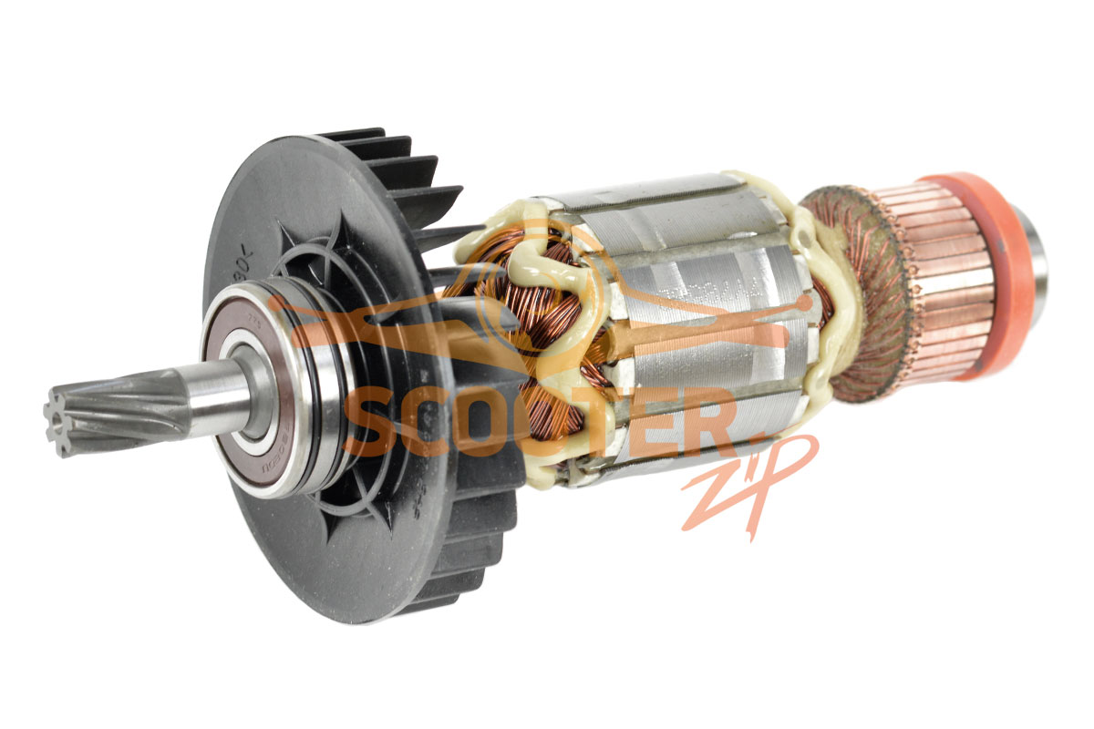 Ротор (Якорь) MAKITA для отбойного молотка HM1101C, HM1111C (L-190 мм, D-49.5 мм, 7 зубов, наклон вправо)