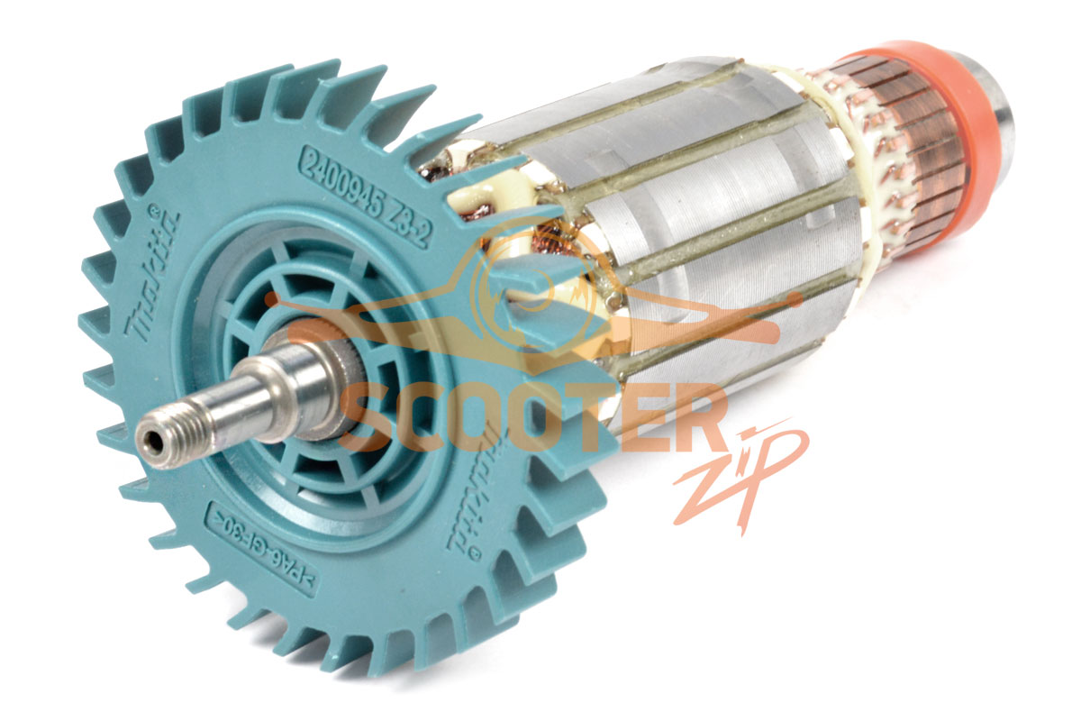 Ротор (Якорь) MAKITA для шлифмашины угловой GA5021C, GA6021C, PC5001C (L-165 мм, D-41 мм, резьба М7 (шаг 1.0 мм)) ОРИГИНАЛ, 513799-3