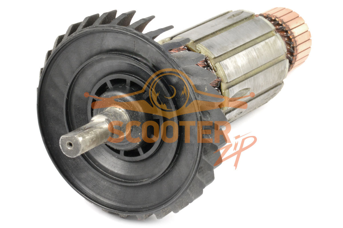 Ротор (Якорь) REBIR KZ6-400 (4700007583) (L-193 мм, D-46 мм, вал усеченный круг 8.5 мм), KZ6-400.24