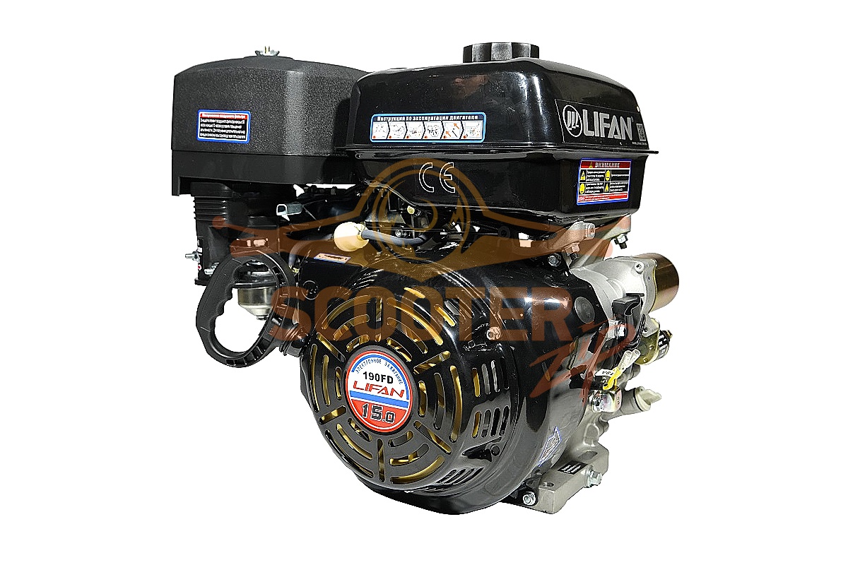 Двигатель LIFAN 15.0лс 420м3 вал 25мм. 35кг; Э/старт 190FD-25, 00-00000112
