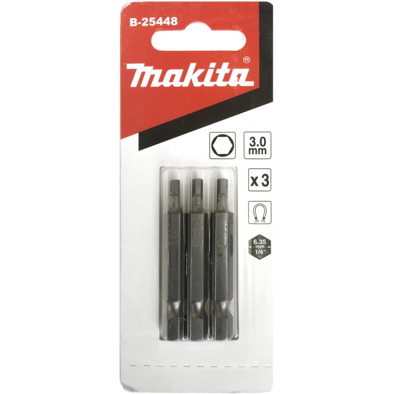Бита (насадка) Makita HEX 3.0; 50 мм, E-form (MZ), 3 шт., B-25448