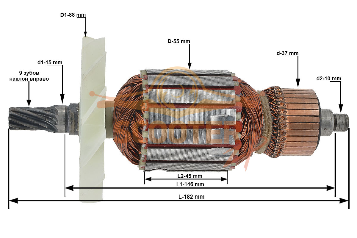 Ротор (Якорь) для пилы торцовочной P.I.T. (PIT) PCM255-C2, PCM255-C2/49