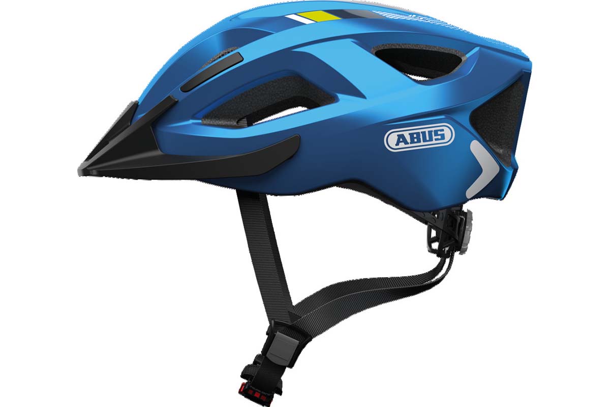 Шлем Aduro 2.0 с LED фонариком и светоотр элемент, M(52-58см) с регулир., 295гр, 14 отв, сетка от насекомых, голубой-синий ABUS NEW, 05-0081933