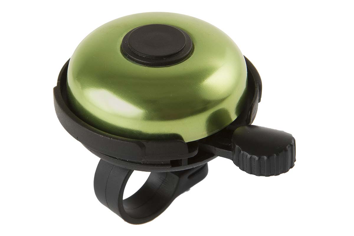 Звонок алюм./пластик D=53мм черно-зеленый (на блистере) M-WAVE, 5-420155