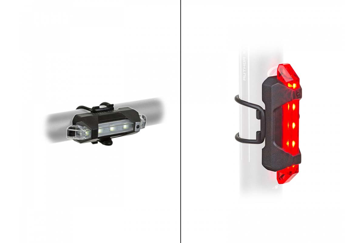 Комплект фары с фонарем 3 режима белый, красный, USB, Li-ion AUTHOR Stake Mini USB SET NEW, 8-12040140