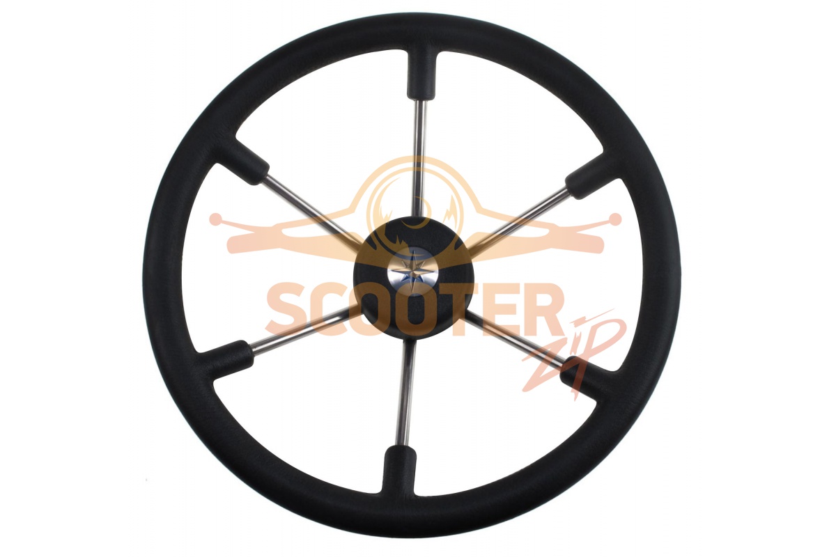 Рулевое колесо LEADER TANEGUM черный обод серебряные спицы д. 400 мм, 888-5634